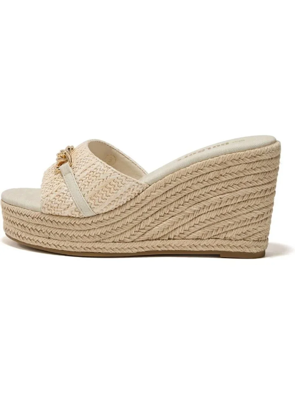 Chic Women's Wedge Slide Sandals with Chain Decor | Espadrille Platform Mules